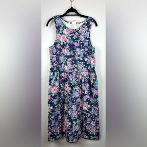 Pams Closet Vintage 90s Jumper Dress Small Purple Pink Floral Cottagecore Cotton